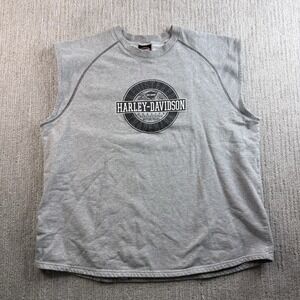 Vintage Harley Davidson Sleeveless Sweatshirt Men's Size XL Grey Motorcycle